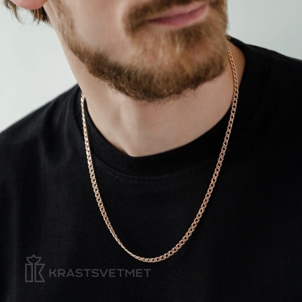 Цепь из красного золота 585, плетение «Ромб двойной»